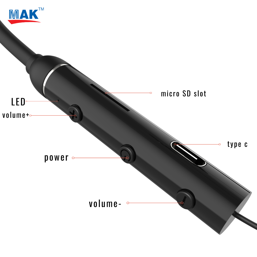 MK-725 in-Ear Bluetooth 5.0 Neckband with Up to 25 Hours Playtime, with Mic