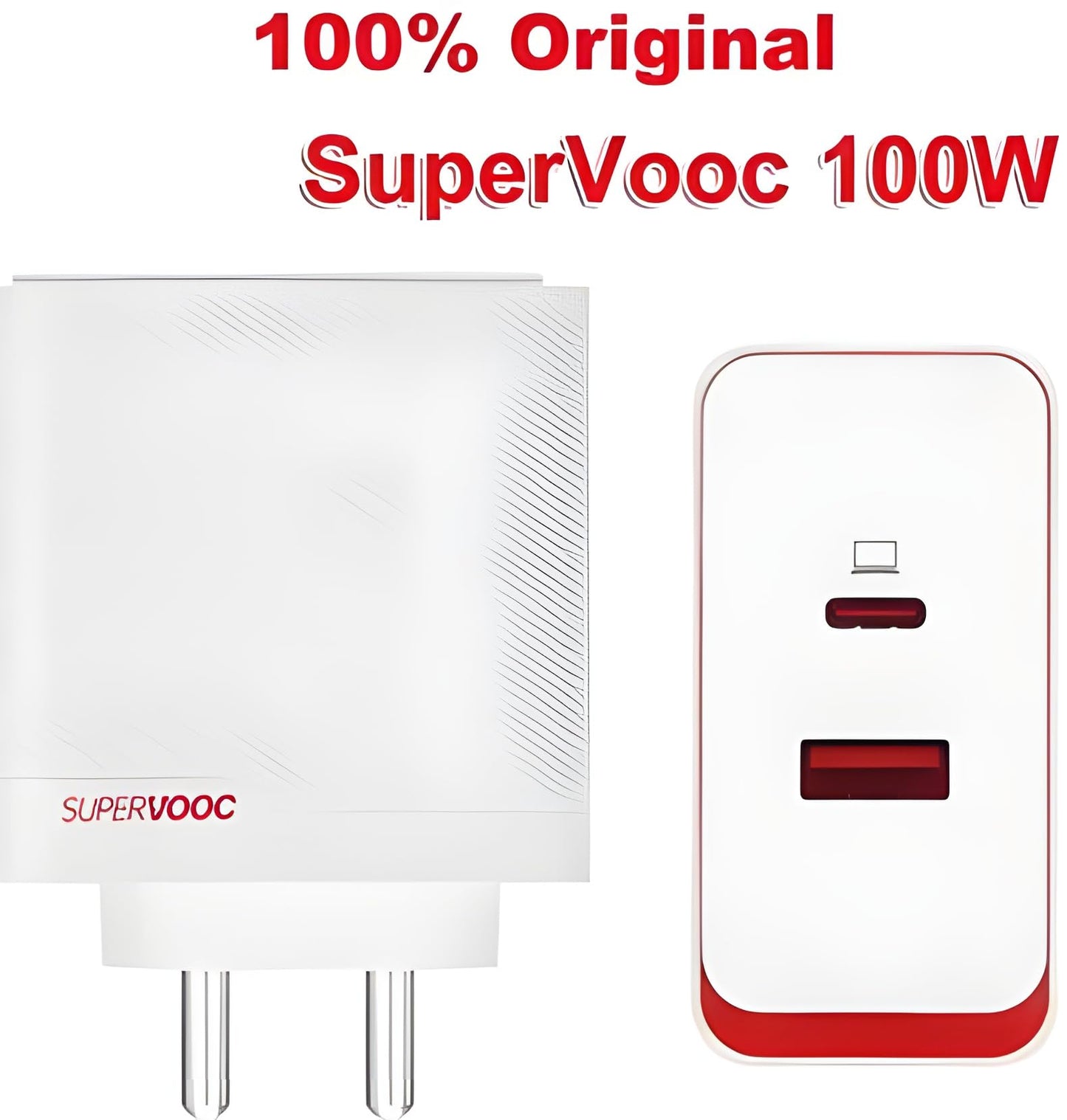 100W SuperVOOC Dual Port Fast Charger | USB-C & USB-A | Supports PD 3.0, QC 3.0, PPS | Universal Adapter For One Plus.Compatible with OnePlus 11, 10T, 10R, 10 Pro, 9 Pro, 9RT, Nord Series.