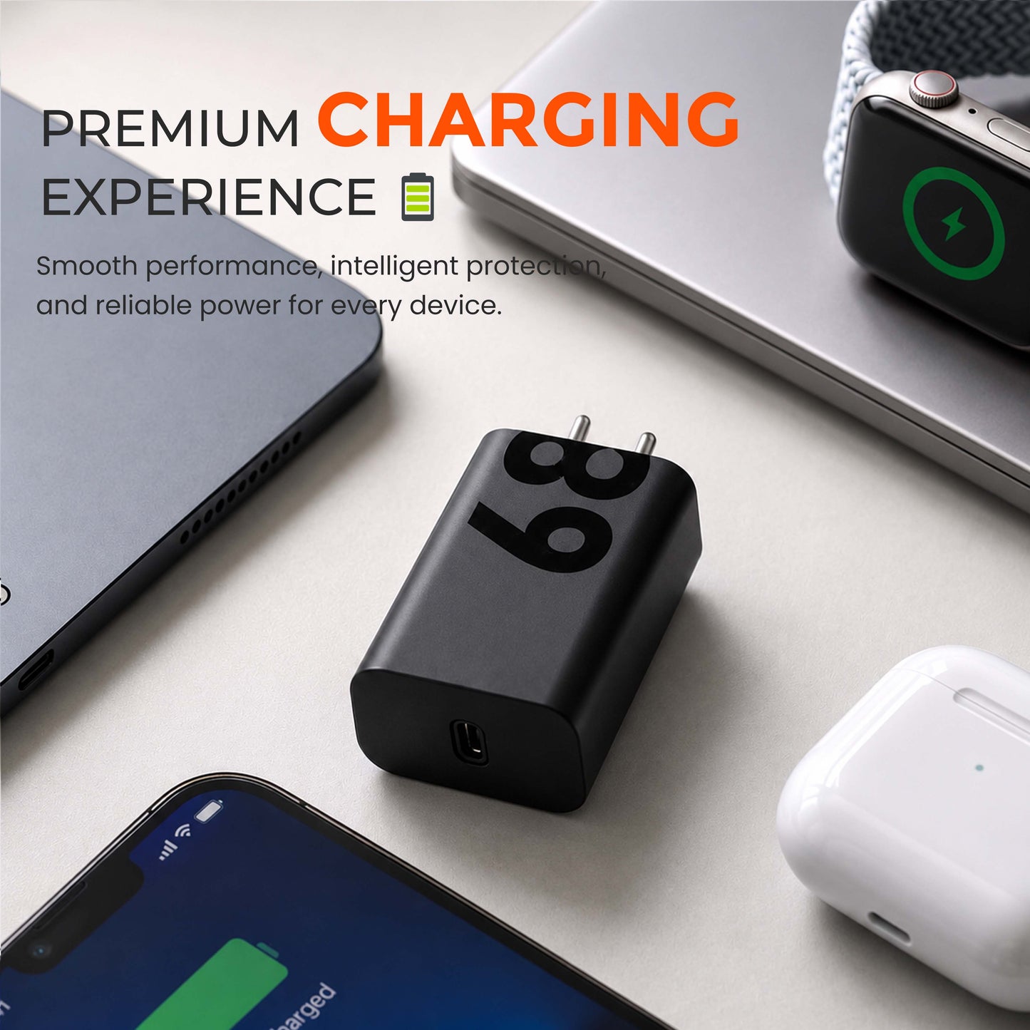 MK-449 USB-C 68W Turbo Power Charger Compatible with Motorola Smartphones & other Type-C devices
