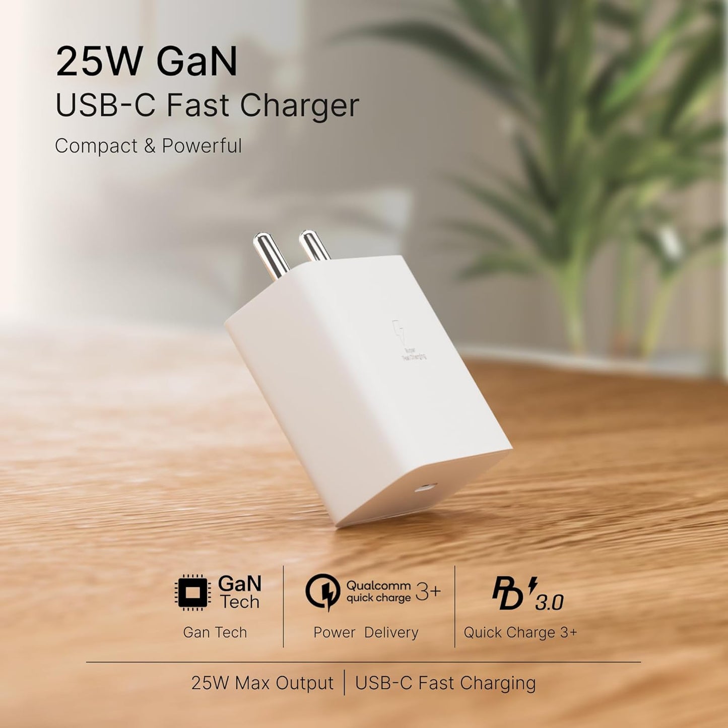 MK-417 Type C 25W Fast Charger for Samsung and other Type-C devices (White)