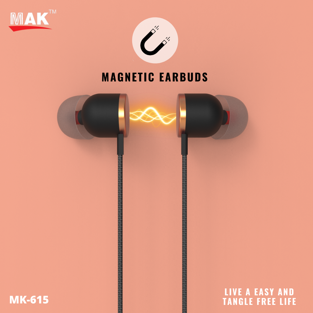 MK615 in-Ear Bluetooth 5.0 Neckband with Up to 30 Hours Playtime, with Mic