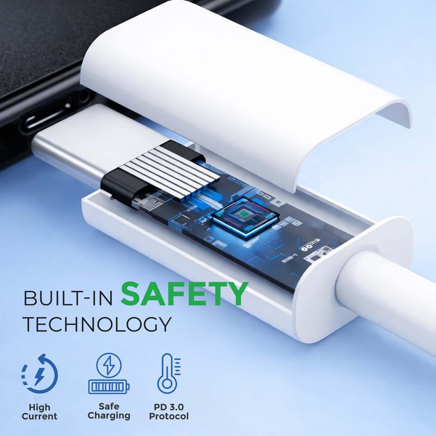 MK-424 Dual Port USB + PD 45W Fast Charger with Type-C Cable for all Smartphones
