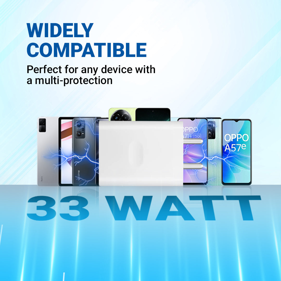 33W SuperVOOC Technology Fast Charger With Cable|Wall Charger Adapter Fast Charging|QC Charging (Cable Included)