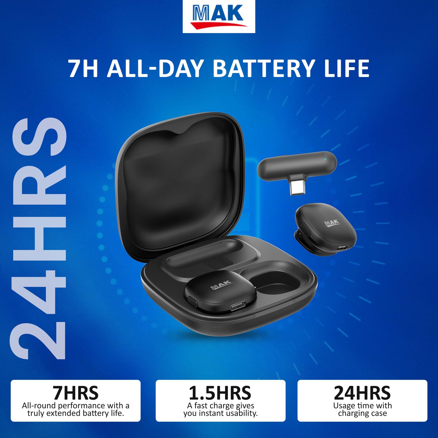 MK-41 Dual Wireless Microphone with Smart AI-Powered ANC with Long Battery Life