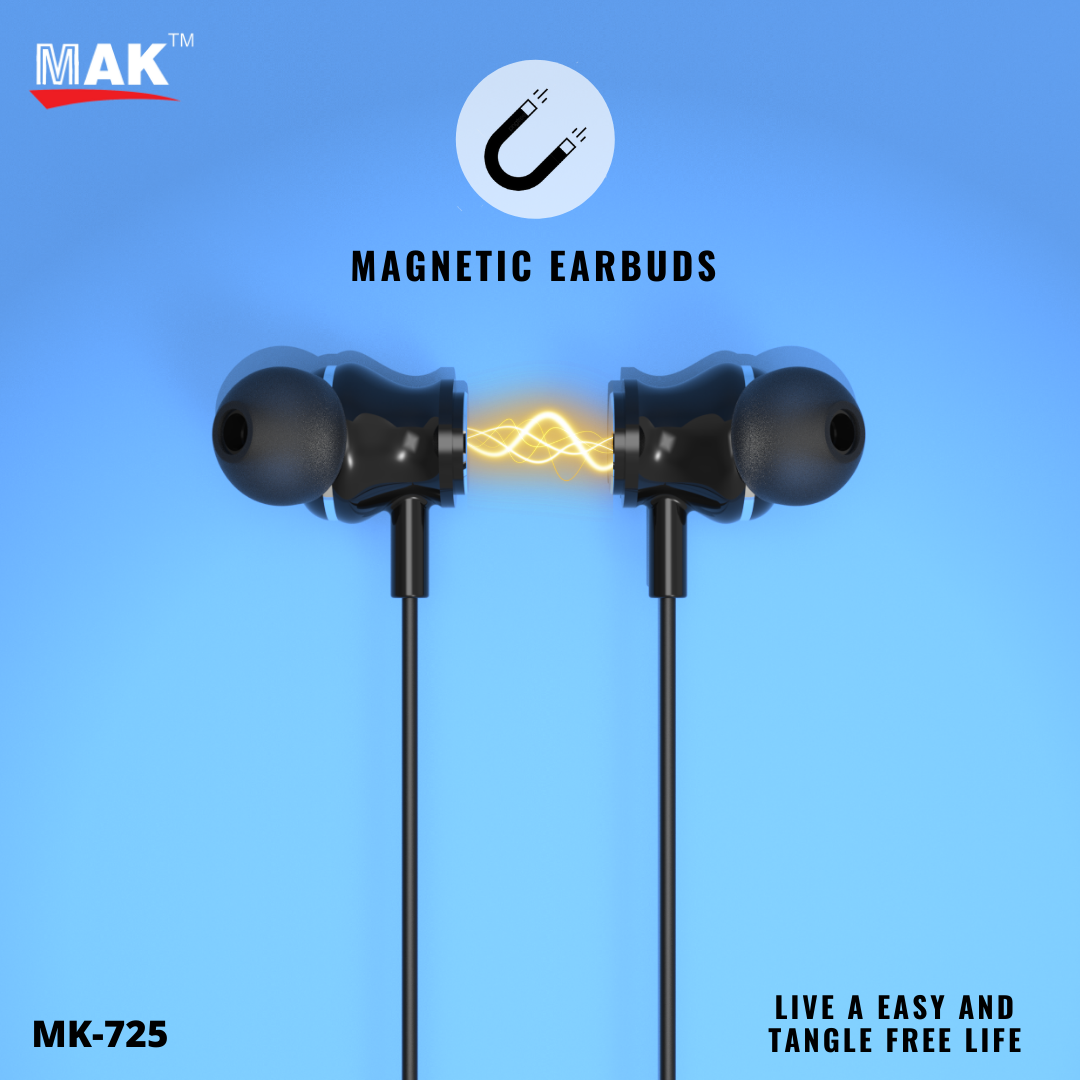 MK-725 in-Ear Bluetooth 5.0 Neckband with Up to 25 Hours Playtime, with Mic