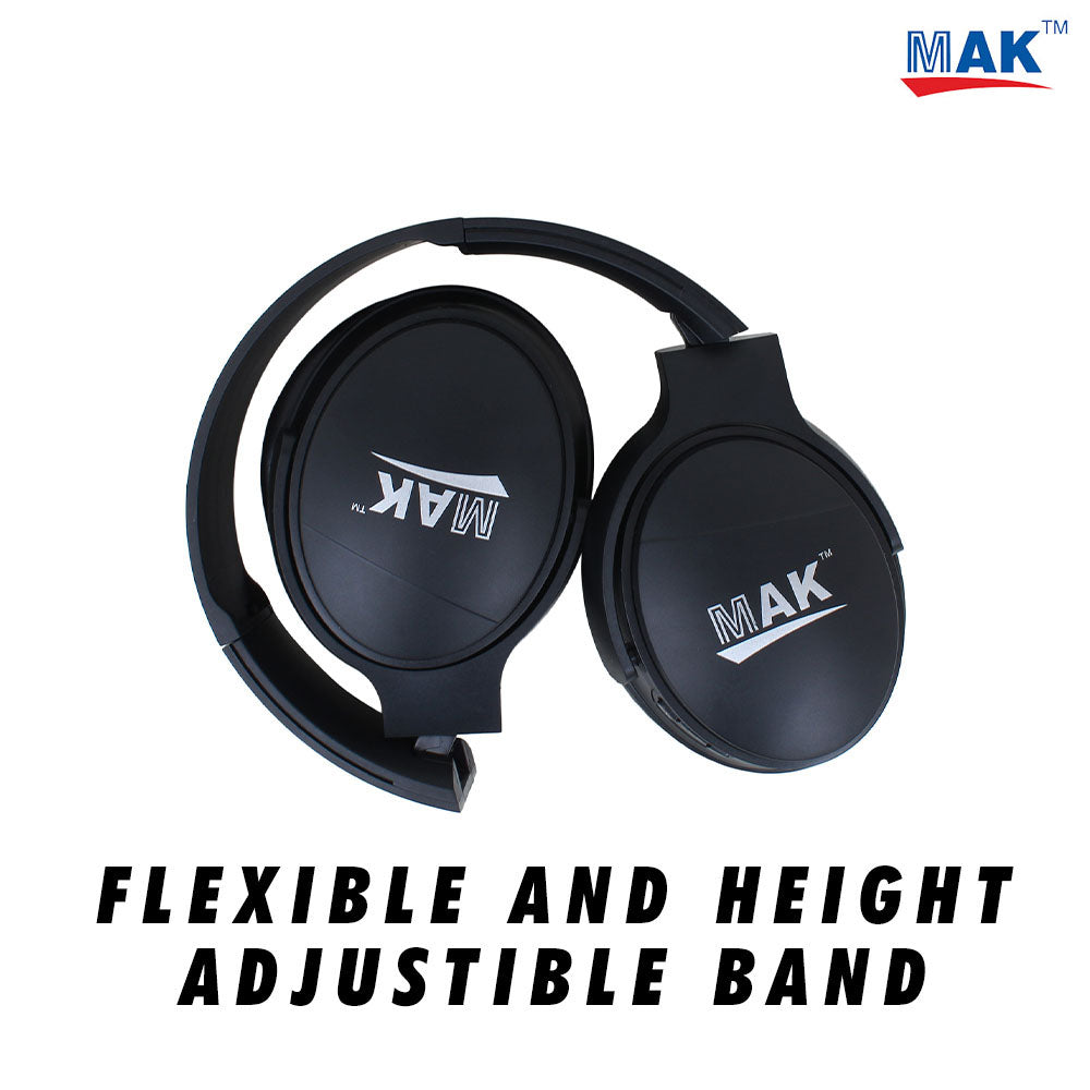MK-210 Over Ear Bluetooth Headphones with Upto 8 Hours Playback, with Mic (Black)