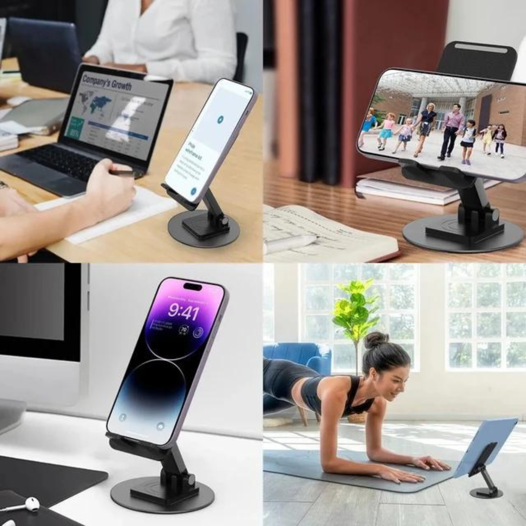 Mobile Phone Stand 360° Rotation Height and Angle Adjustable Phone Stand for Desk Office
