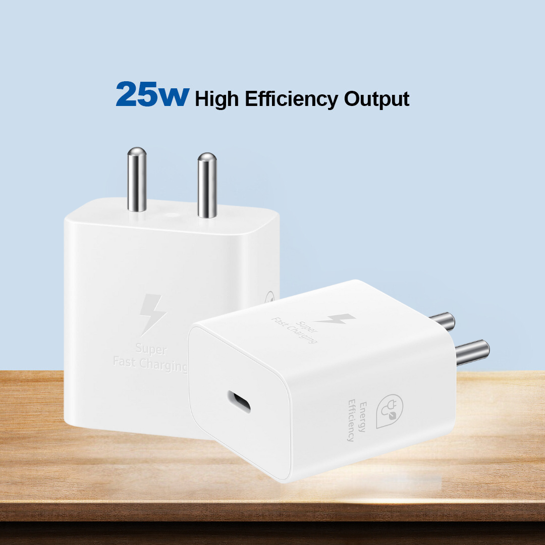 25W Type C Port Super Fast Charging, PD 3.0 PPS Wall C to C Charger Adapter (White)