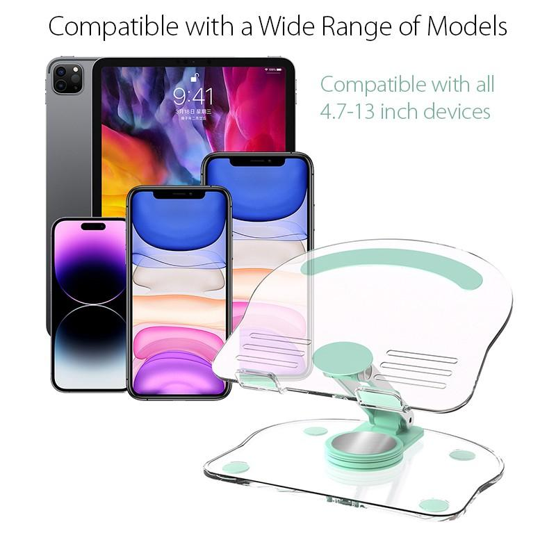 Rotating Acrylic Tablet Stand Holder, Foldable Adjustable Transparent Tablet Holder for Desk Home Office
