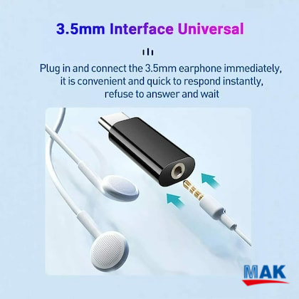 Type C to 3.5 mm Jack Audio Connector Headphones Jack Converter Audio Adapter (Multicolor)