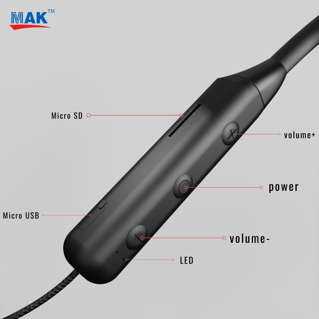 MK-300 in-Ear Bluetooth 5.0 Neckband with Up to 25 Hours Playtime, with Mic (Black)