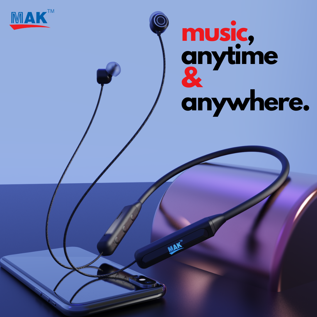 MK-300 in-Ear Bluetooth 5.0 Neckband with Up to 25 Hours Playtime, with Mic (Black)