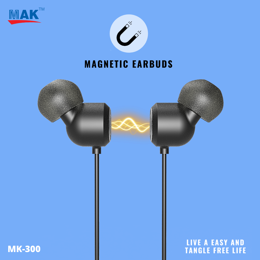 MK-300 in-Ear Bluetooth 5.0 Neckband with Up to 25 Hours Playtime, with Mic (Black)