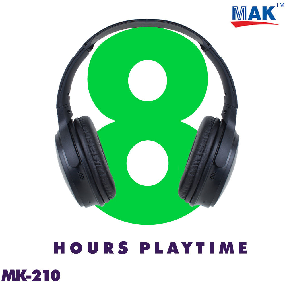 MK-210 Over Ear Bluetooth Headphones with Upto 8 Hours Playback, with Mic (Black)
