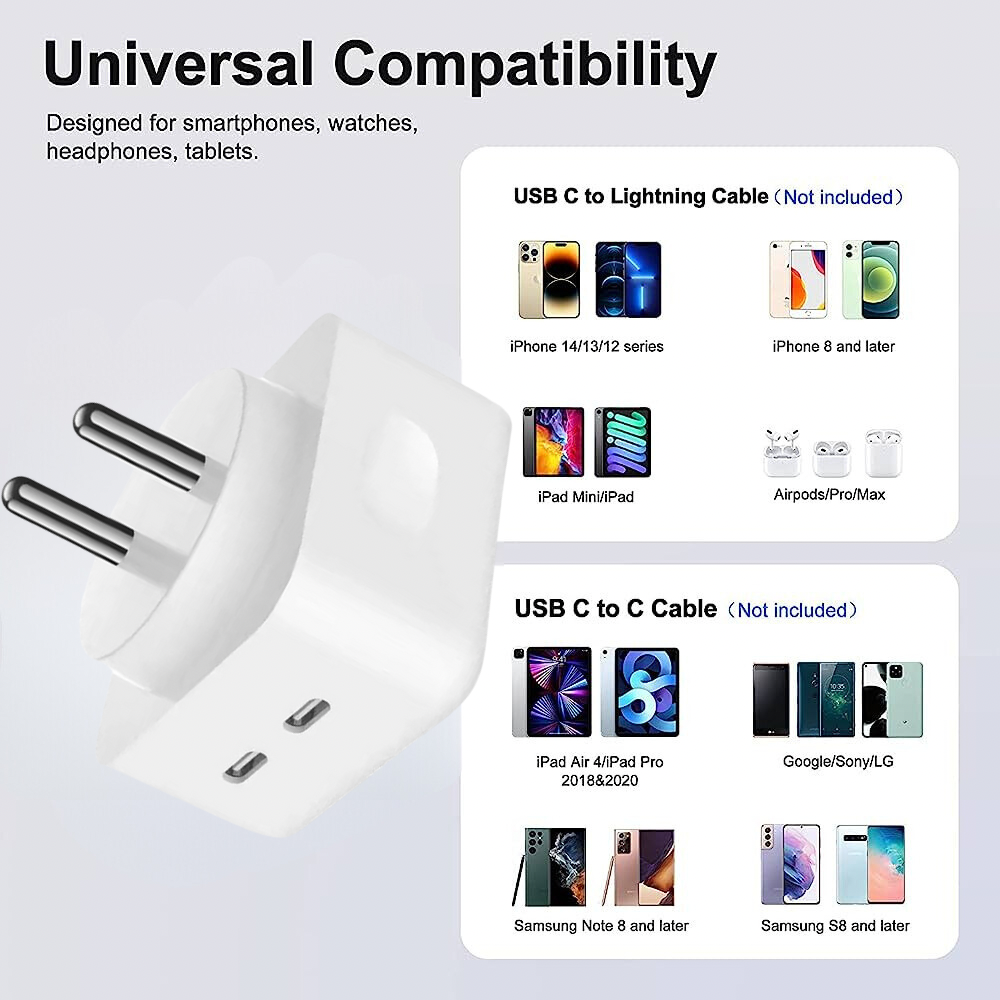 35W Dual PD 3.0 GaN USB-C Port Compact Power Fast Wall Charger