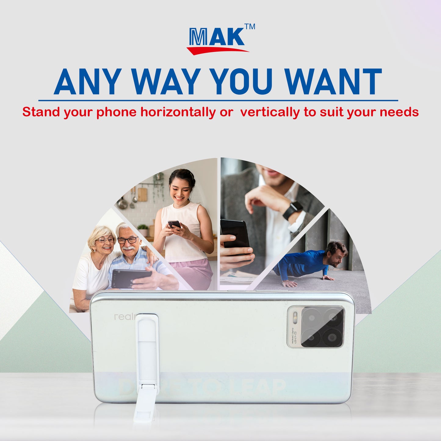 Phone Kickstand, Vertical and Horizontal Stand, Adjustable Angle (White)