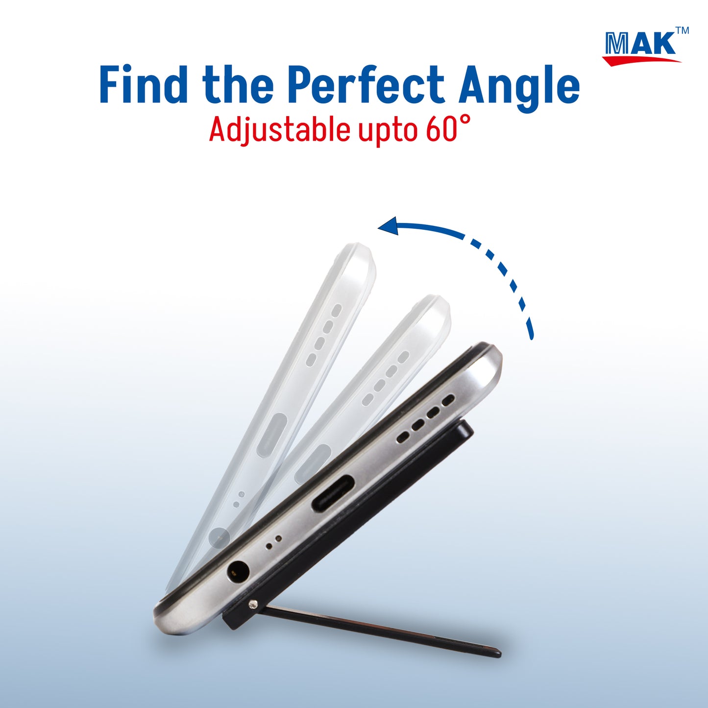 Phone Kickstand, Vertical and Horizontal Stand, Adjustable Angle (Black)