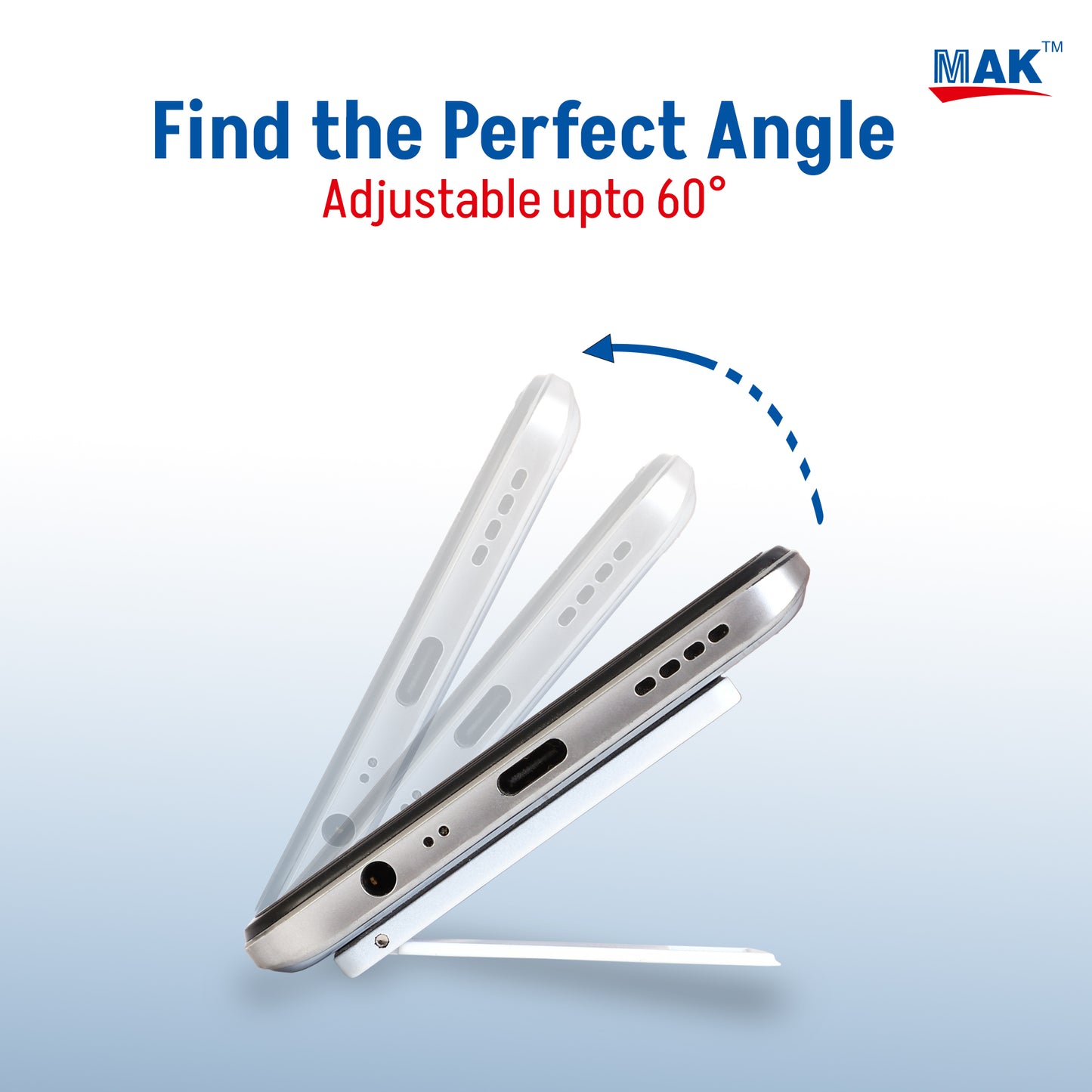 Phone Kickstand, Vertical and Horizontal Stand, Adjustable Angle (White)