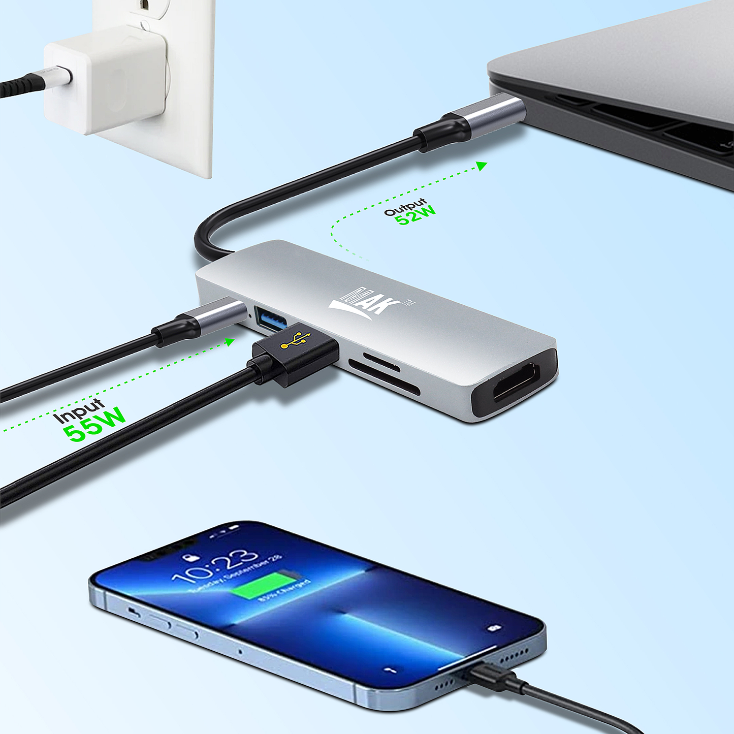 6 in 1 USB C Hub Multiport Adapter