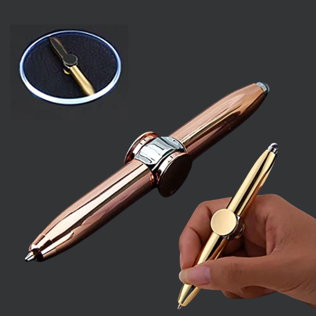 Spinning Gyro Pen with LED Light to Help ADHD Stress Reducer (Rose Gold)