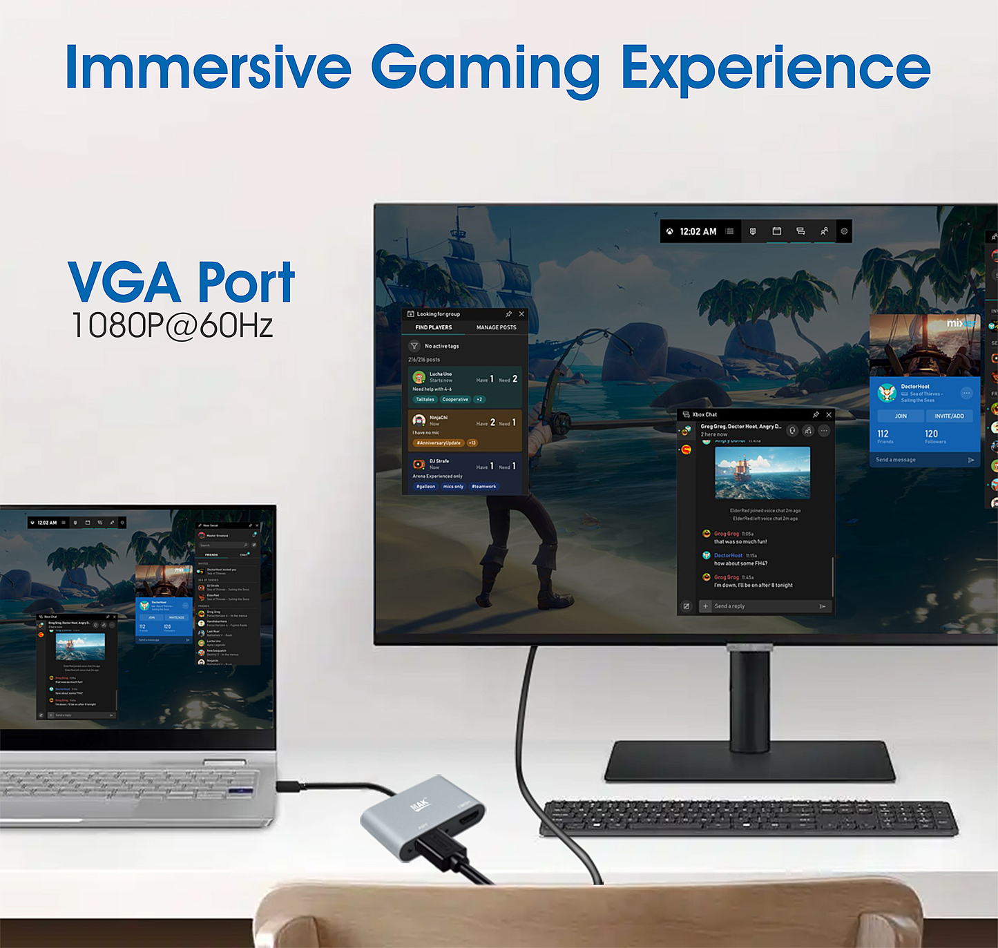 USB C to HDMI VGA Adapter Converter Hub