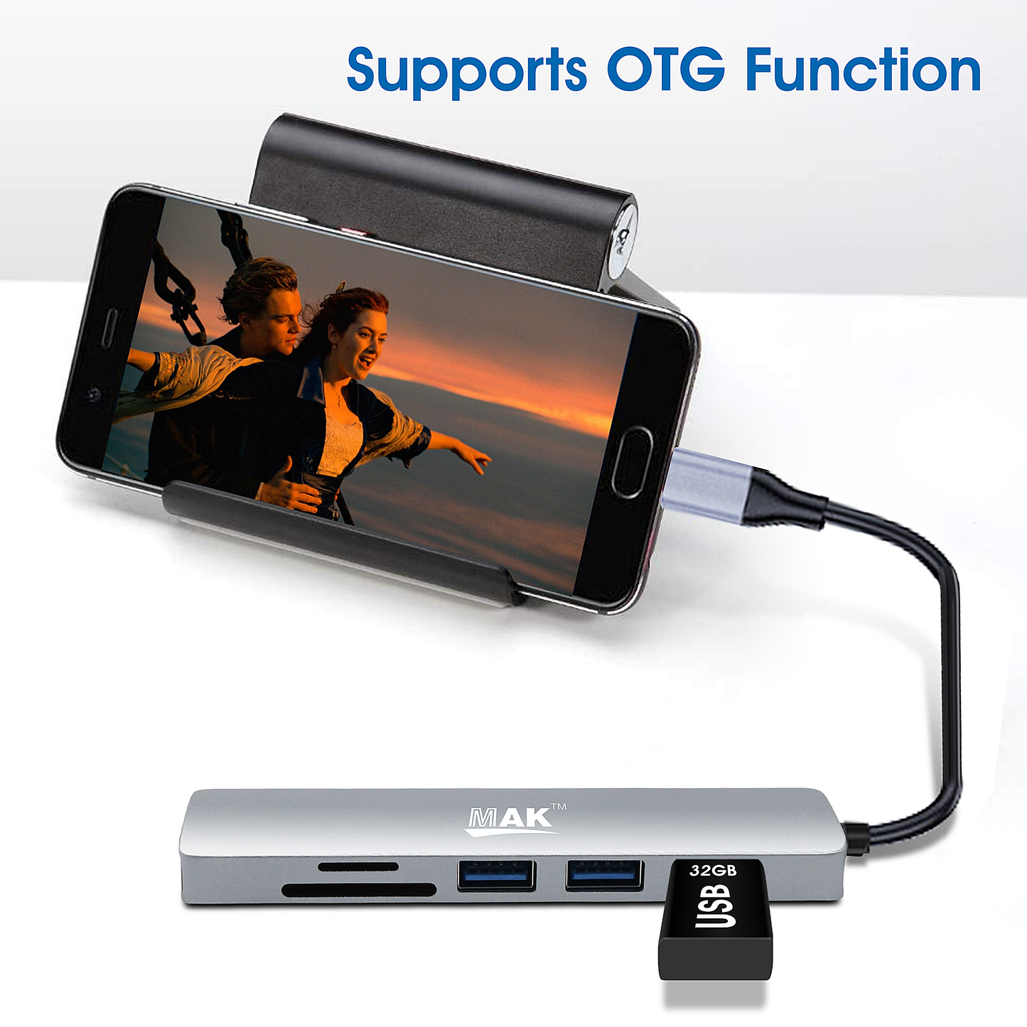 6 in 1 USB C Hub Multiport Adapter