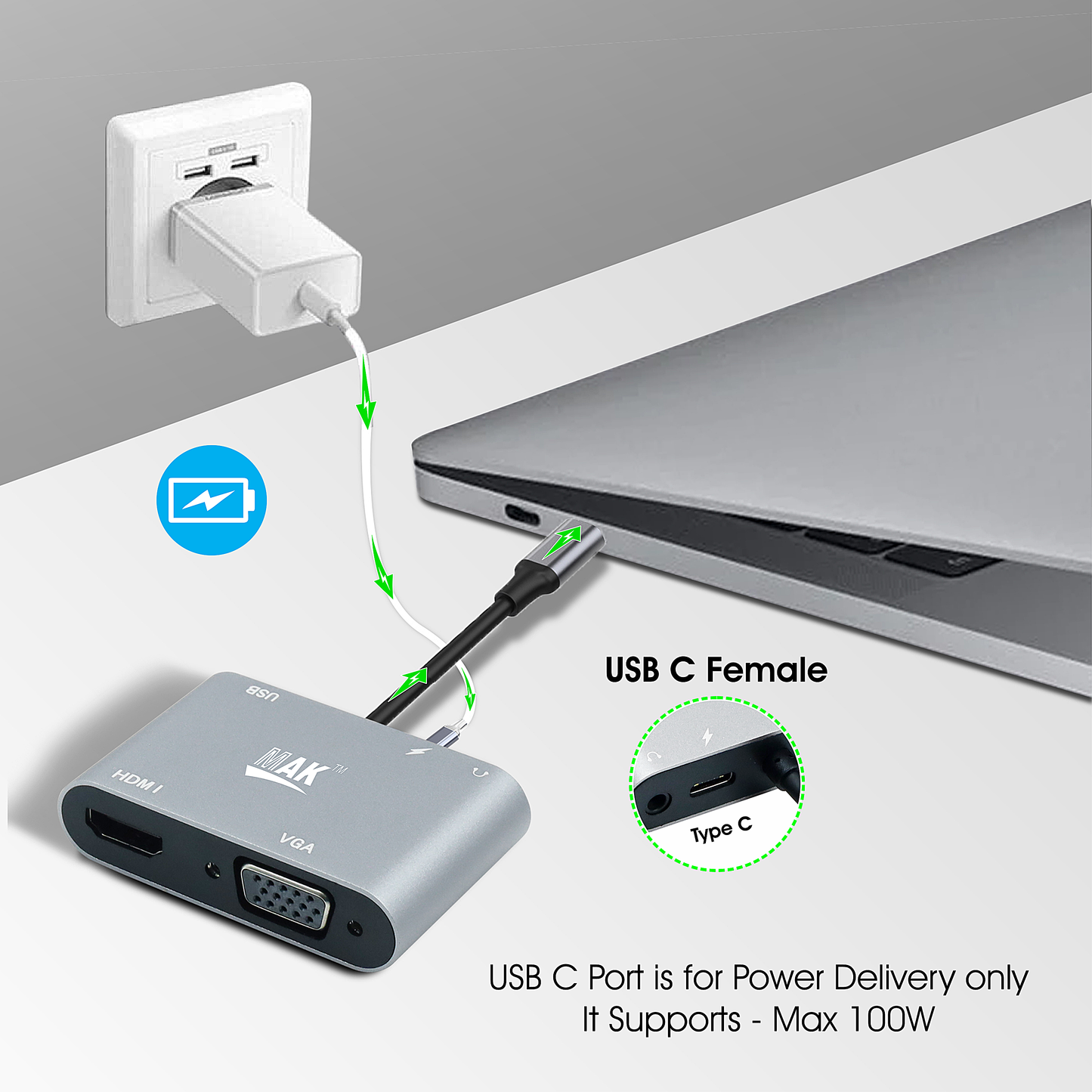 5 in 1 USB C to HDMI VGA Adapter Hub