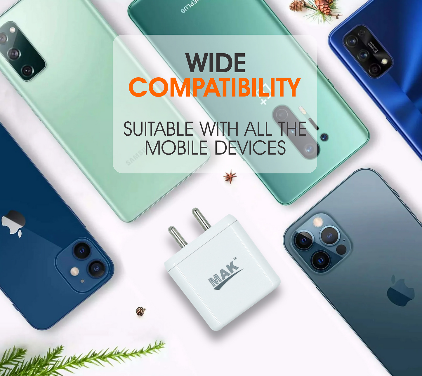 35W VOOC Charger with Fast Charging USB Type C Cable (White)