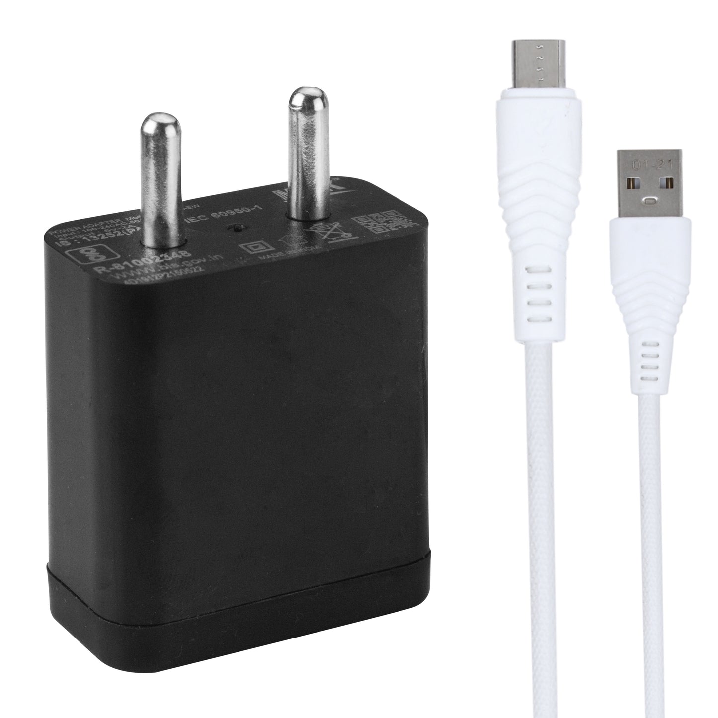 2.4A Fast Charger with Micro USB Data Cable, Compatible With Mi, Redmi & Other Devices