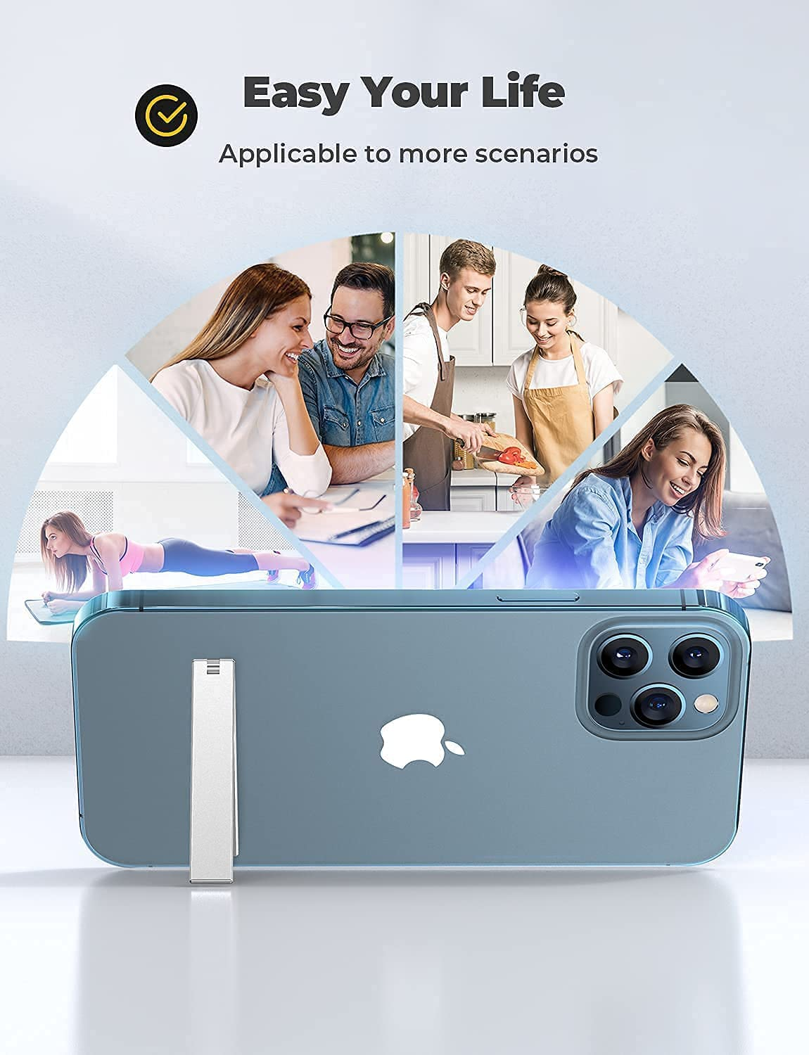 Foldable Tabletop Thin Pocket Magnetic Mobile Kickstand (Silver)