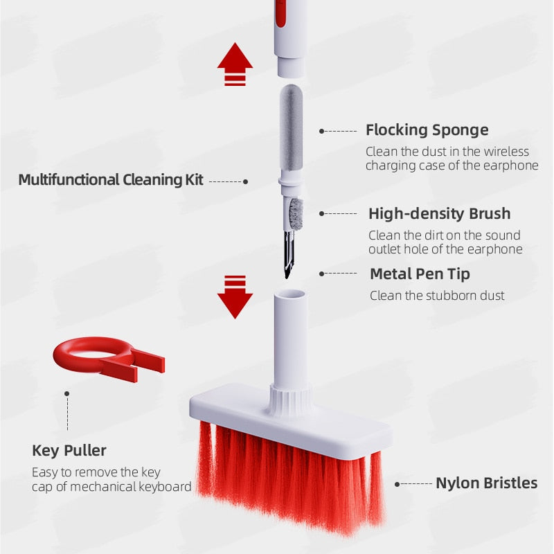 5 in 1 Soft Brush Keyboard Cleaner with Multi-Function Cleaning Tools Kit