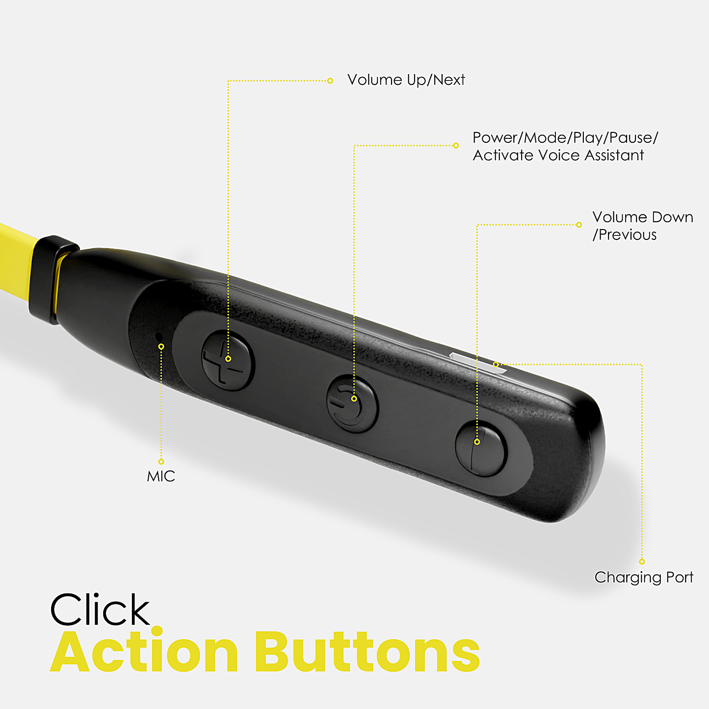 Beatify Series MK-02 Bluetooth Earphones for Musical Experience, 28 Hours Playtime Neckband (Yellow)