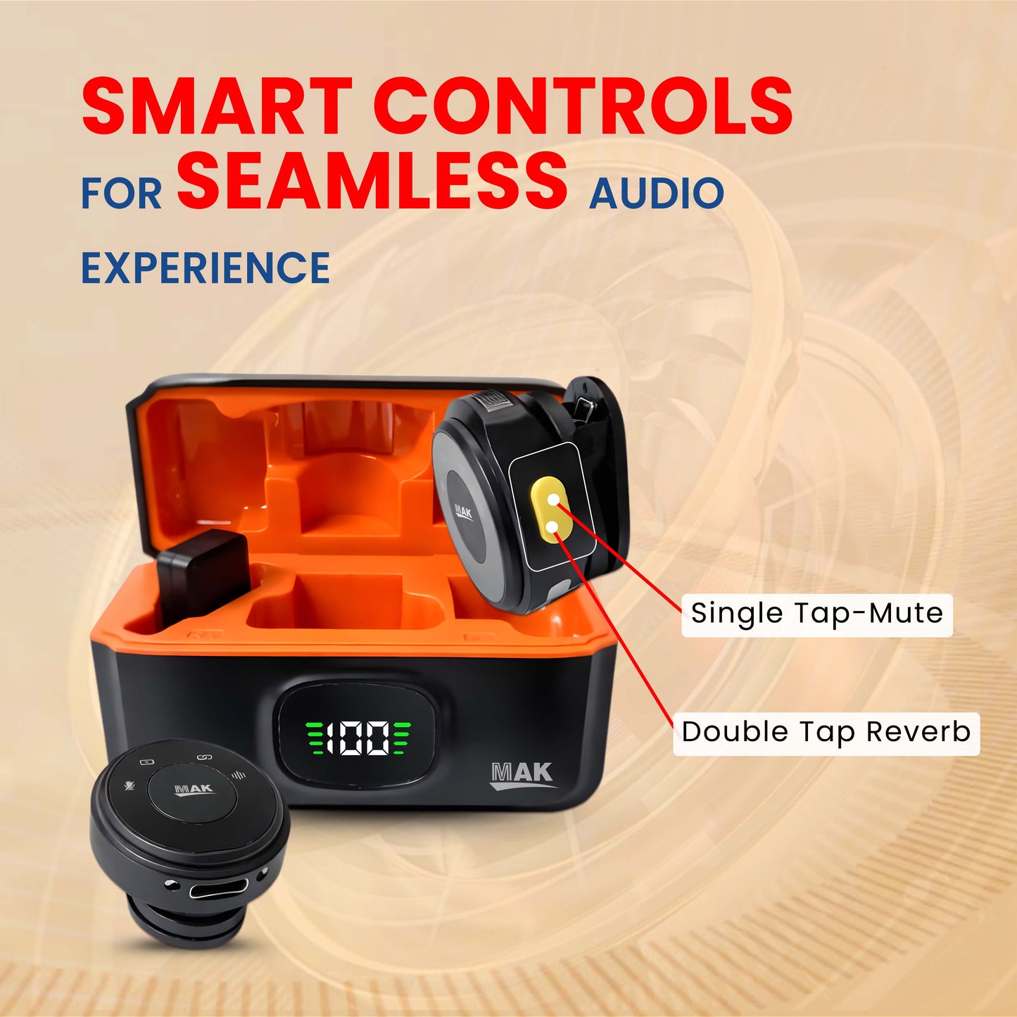 MQ-9 Long 42 Hours Battery Life, Dual Wireless Lavalier Mic with Smart ANC