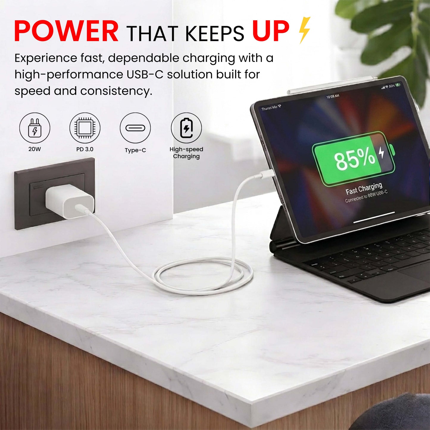 MK-415 Fast PD 20W Type C Adapter with Lightning Cable- Compatible for iPhone