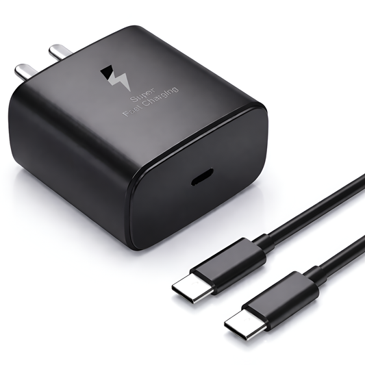 MK-417 Type C 25W Fast Charger with Type-C Cable for Samsung and other Type-C devices (Black)