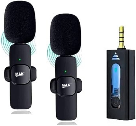 Dual Karaoke Wireless Omnidirectional Microphone Collar Mic Compatible with BT Speakers & Other Speakers, Plug and Play (Black)