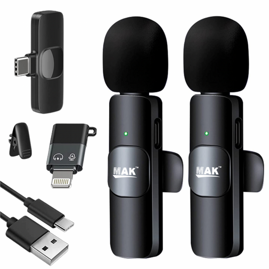 MK-09 Wireless Lavalier Dual Microphone Collar Mic