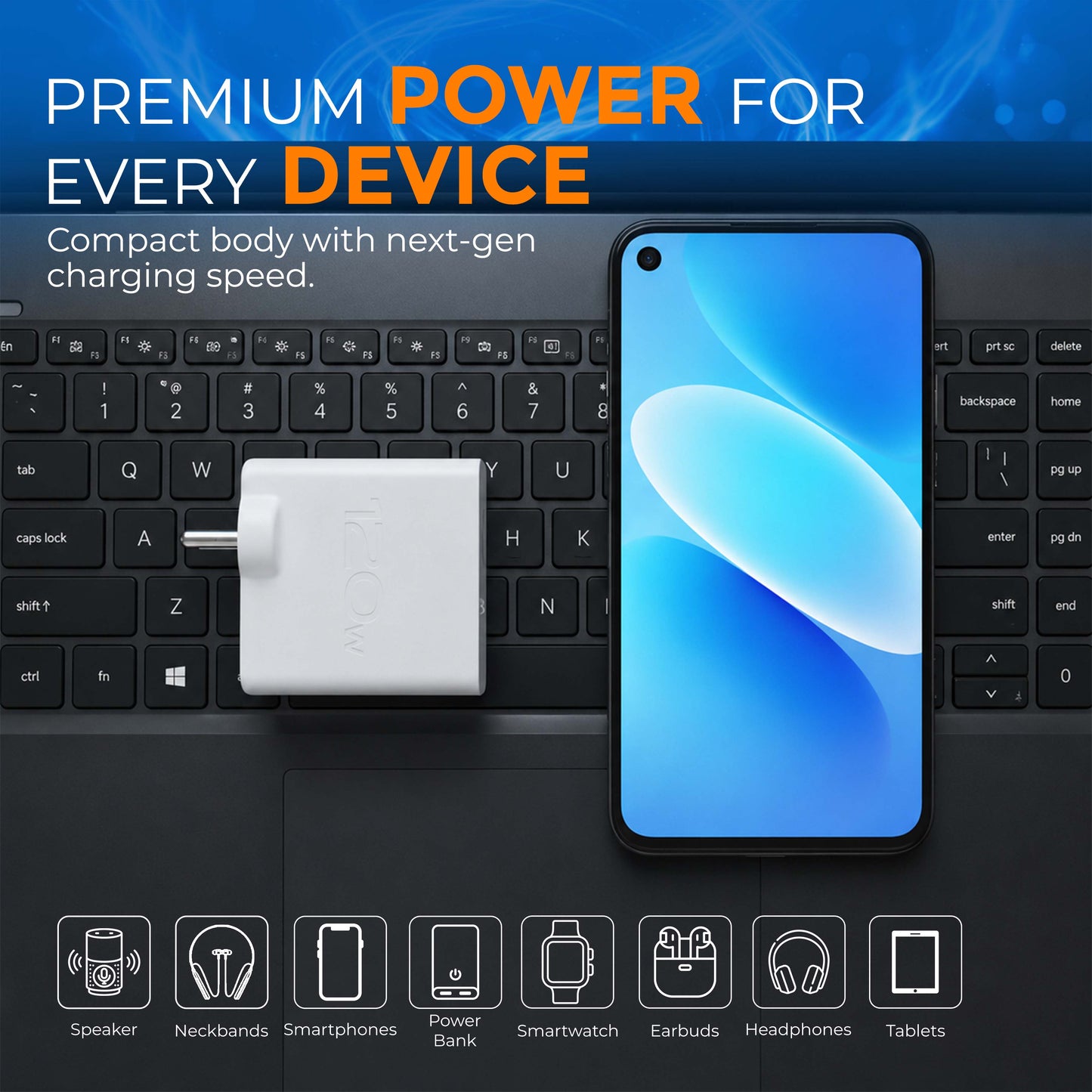 MK-450 USB 120W Flash Charging Adapter| Compatible with VIVO, iQOO, Oppo & More