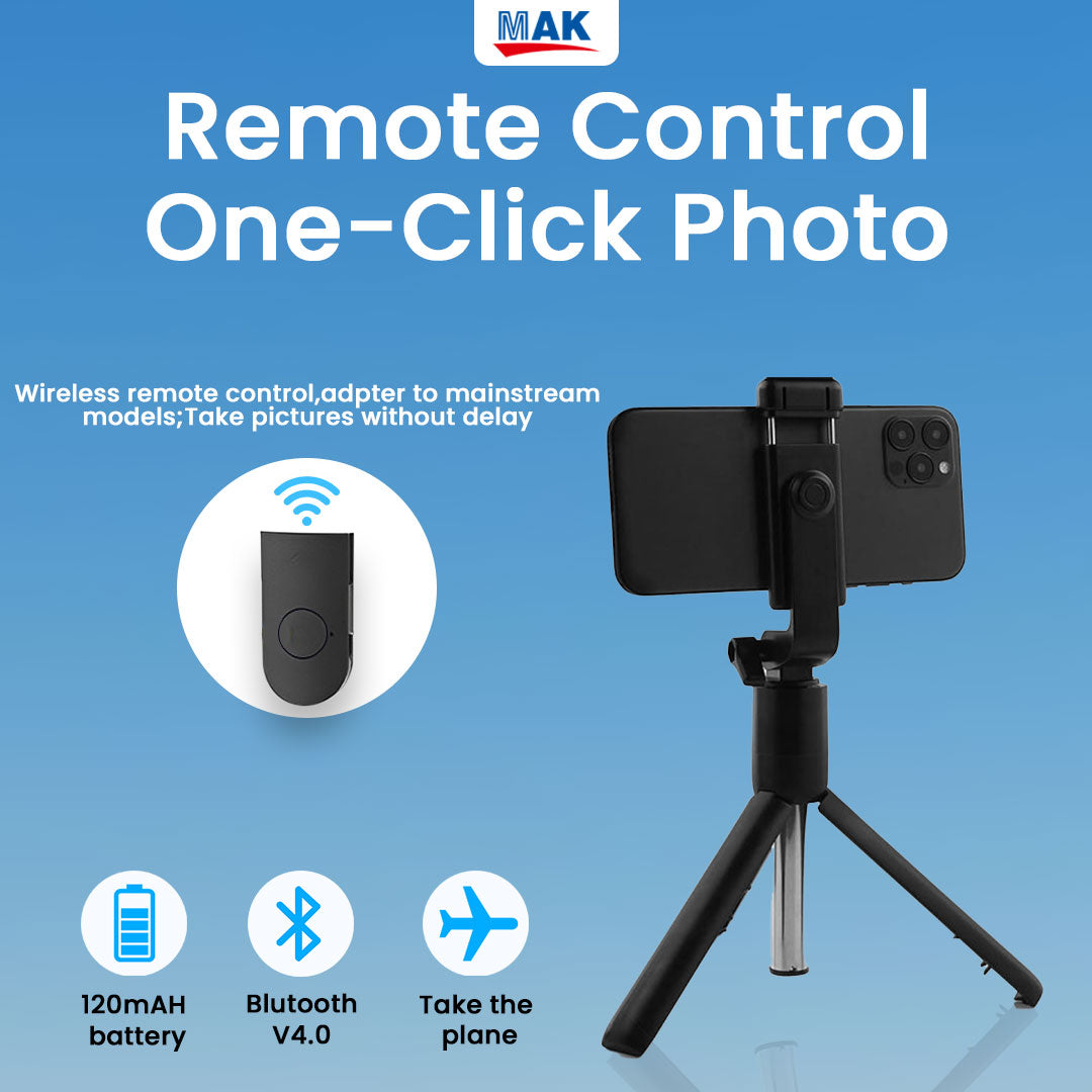 MK-R1 Bluetooth Extendable Selfie Stick with Wireless Remote and Tripod (700mm Extendable)