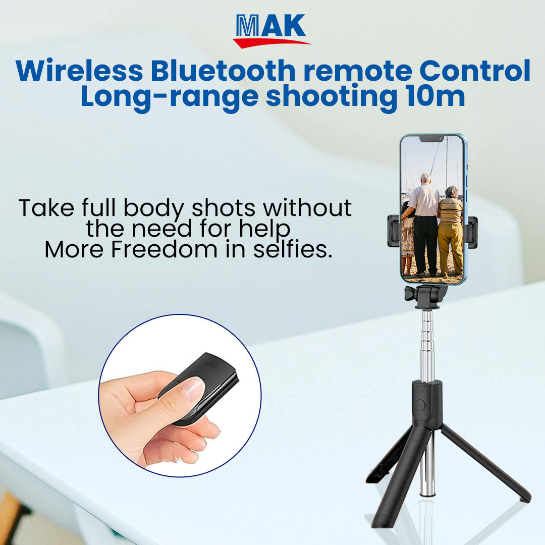 MK-R1(L) Bluetooth Selfie Stick with Extendable Tripod Stand, Remote & 360 Rotating Head, 67 inch (6 Ft.) Long