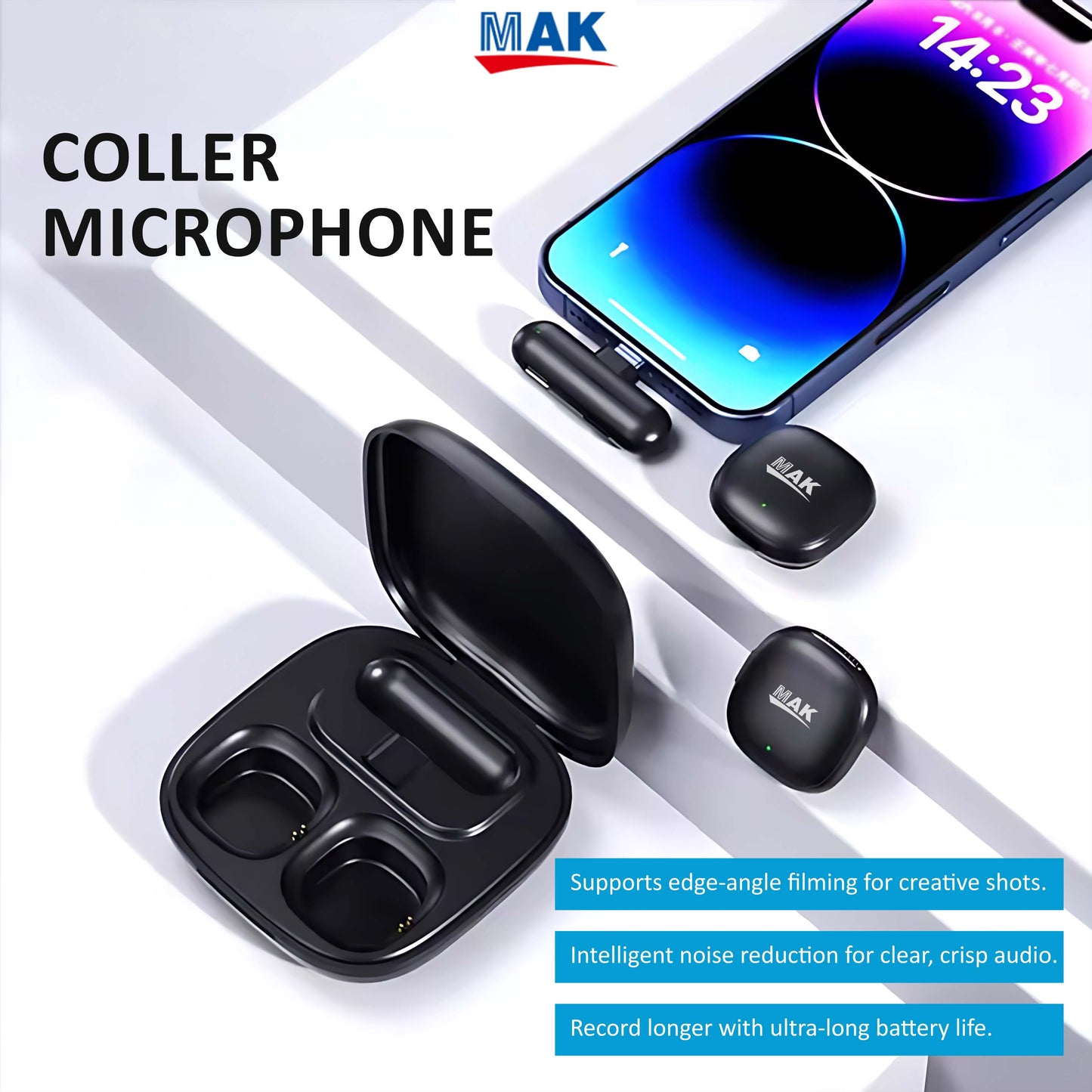 MK-41 Dual Wireless Microphone with Smart AI-Powered ANC with Long Battery Life