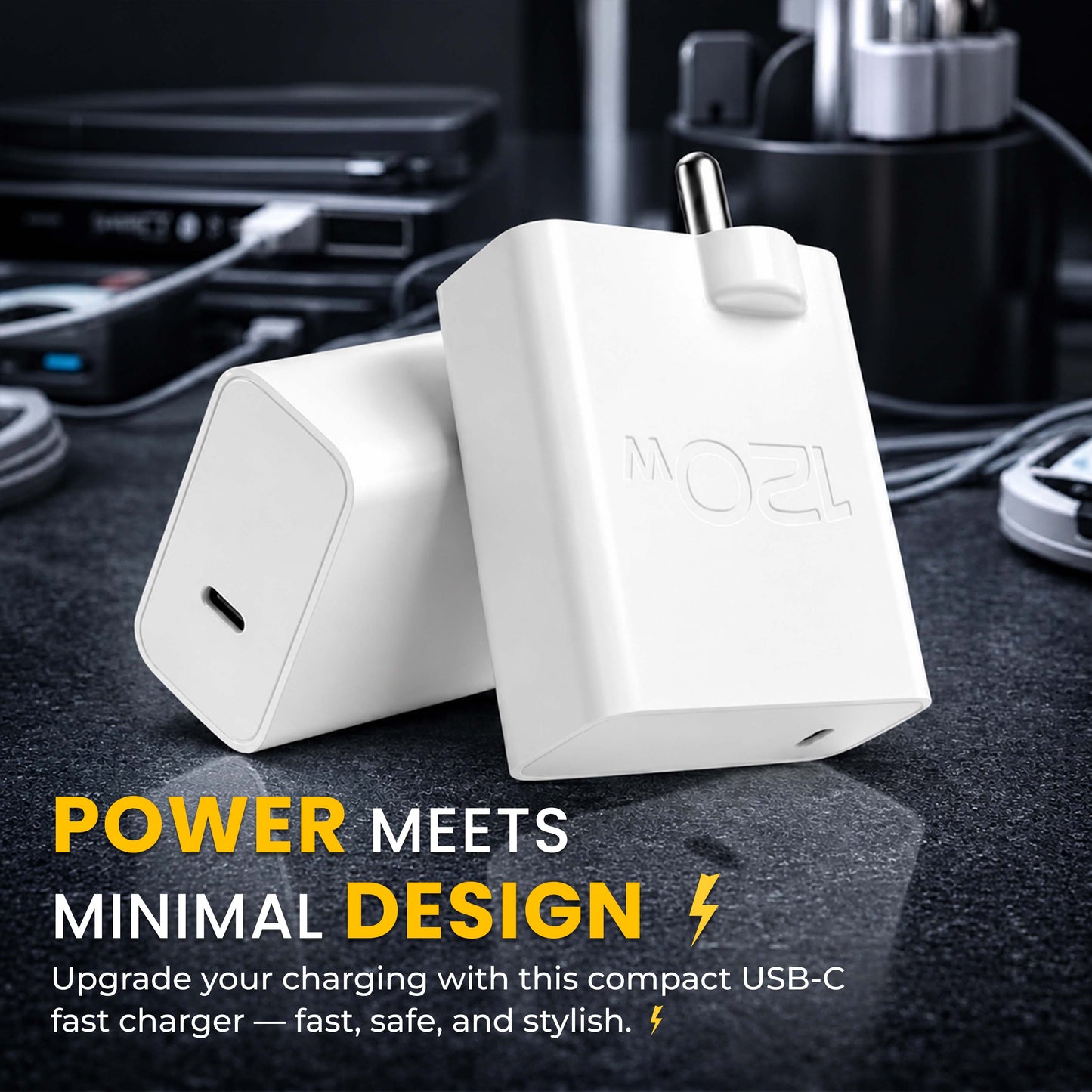 MK-444 Flash 120W  Charger with Type-C Data Cable for Vivo, iQOO, Oppo & More