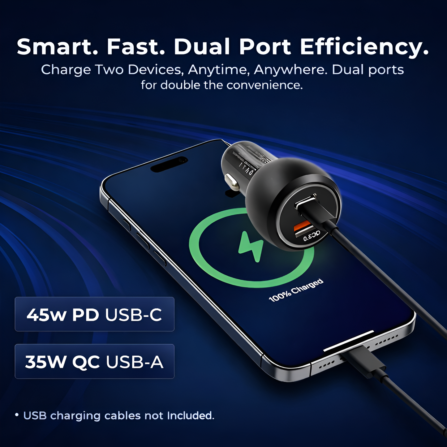 MK-861 Dual Port 80W Fast Charging Car Charger with QC PD Charging