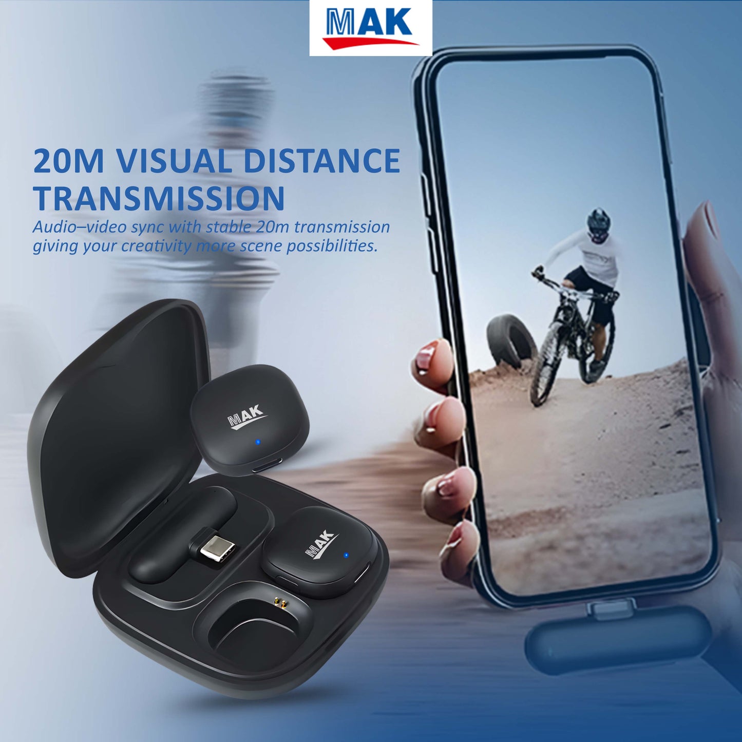 MK-41 Dual Wireless Microphone with Smart AI-Powered ANC with Long Battery Life