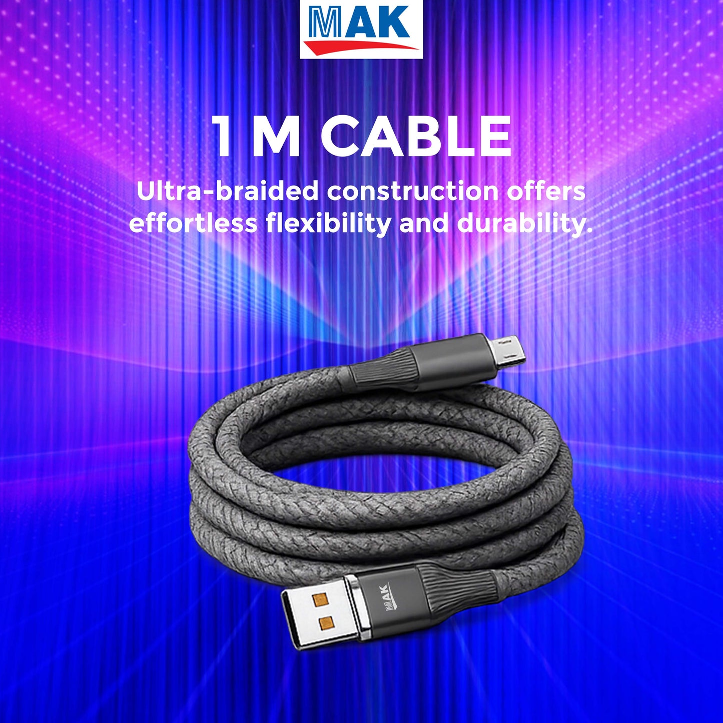 MK-501 Nylon Braided USB-A to Micro USB Fast Charging Cable for Smartphones