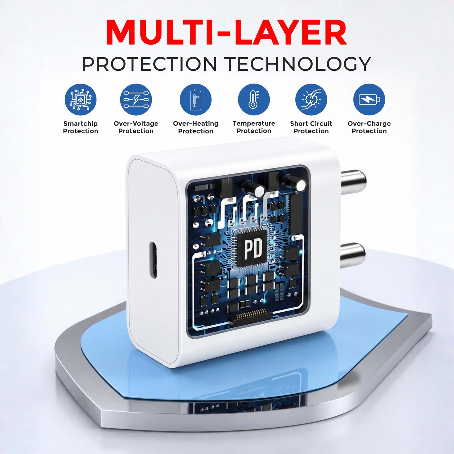 MK-417 Type C 25W Fast Charger with Type-C Cable for Samsung and other Type-C devices (White)