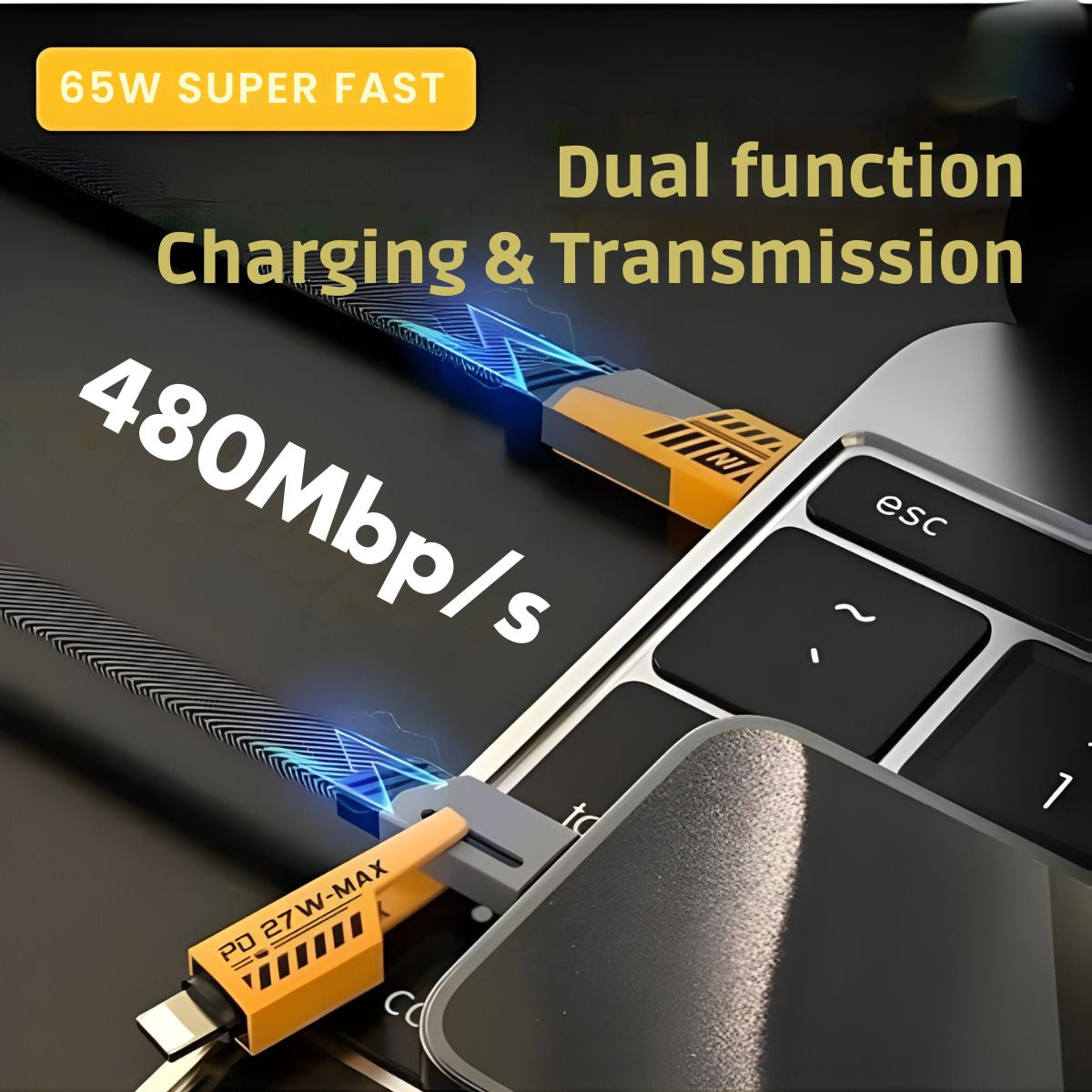 MK-583 4-in-1 Braided Fast Charging Cable – Lightning to USB-C, USB-C to USB-C, Lightning to USB for Smartphones