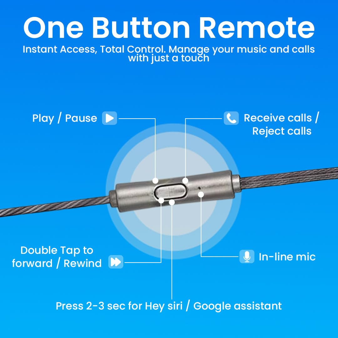 MK-190 Type C Earphones Wired, 10mm Bass Drivers, Inline Controls Type-C Headphones with HD Mic (Grey)