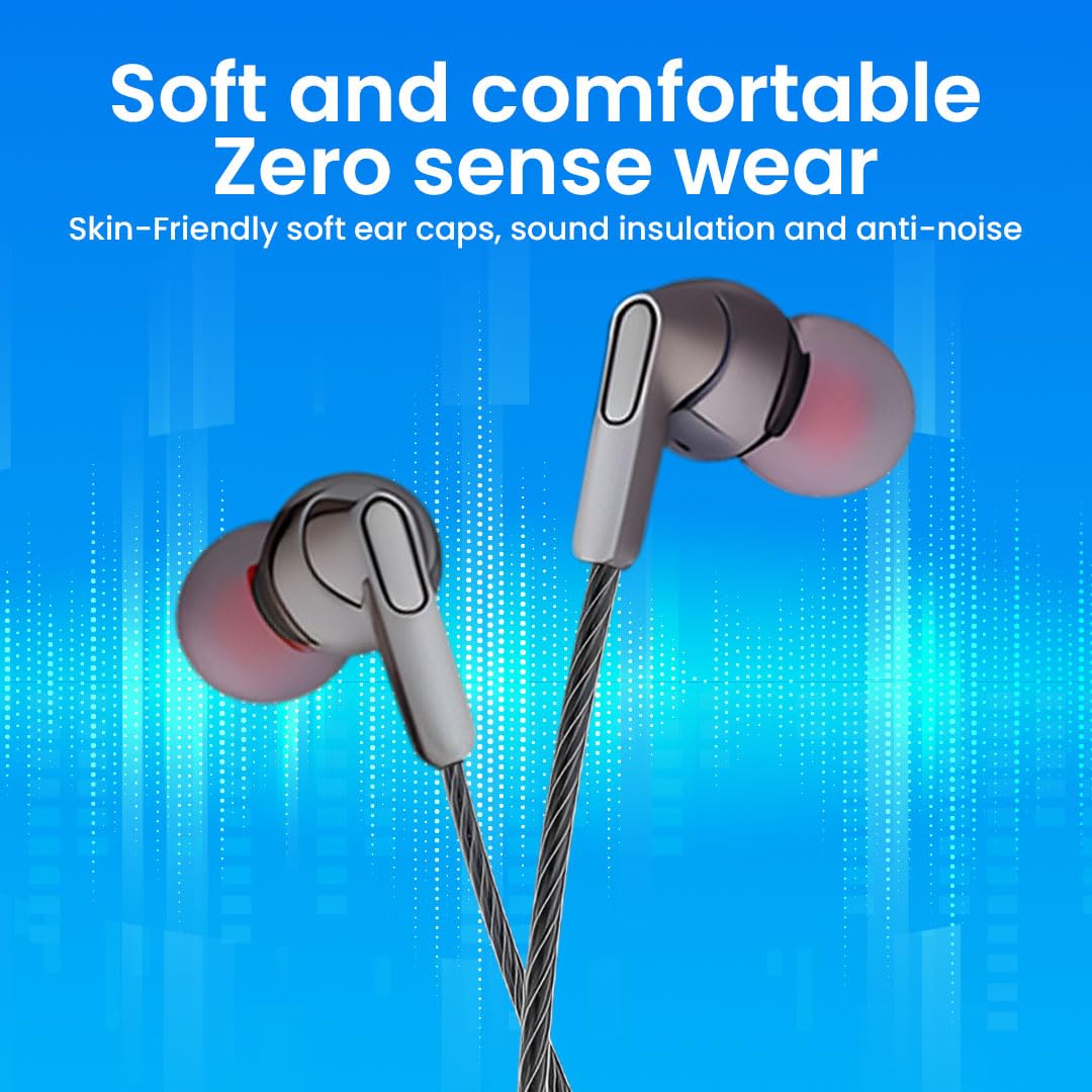MK-190 Type C Earphones Wired, 10mm Bass Drivers, Inline Controls Type-C Headphones with HD Mic (Grey)