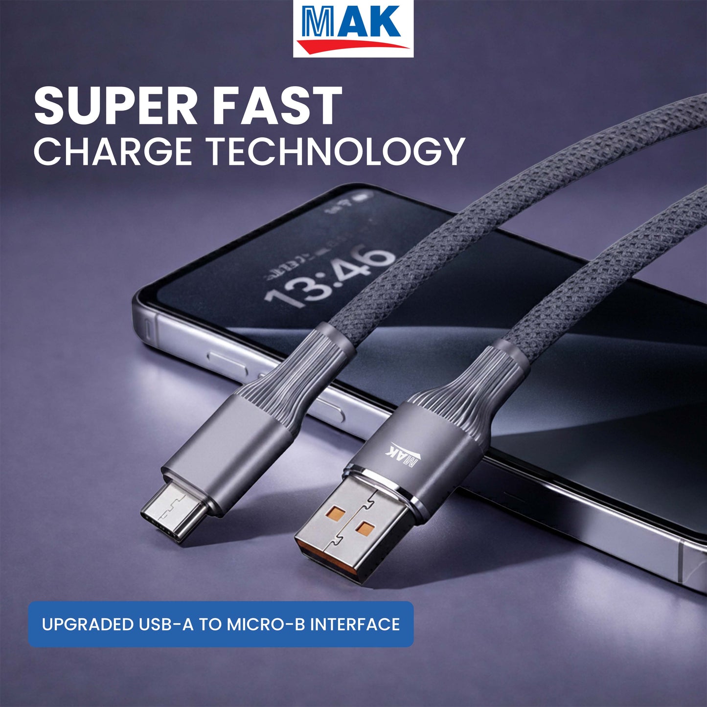 MK-501 Nylon Braided USB-A to Micro USB Fast Charging Cable for Smartphones